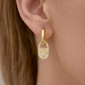 925 Ayar Gümüş Minimal Kilit Figürlü Küpe