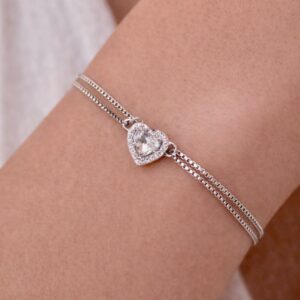 Kadın Kalp Figürlü 925 Ayar Gümüş Bileklik